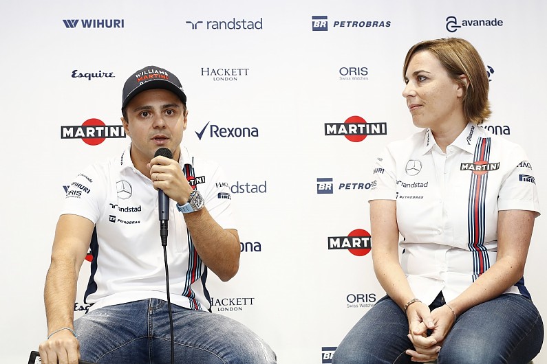 Felipe Massa junto a Claire Williams, directora del equipo Williams. Foto gentileza de Autosport.