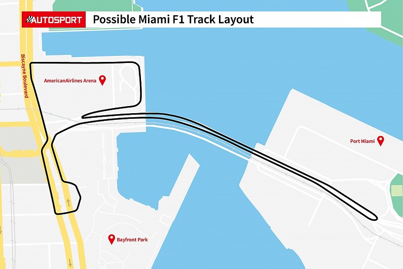 First images of the track layout for the Miami F1 race revealed
