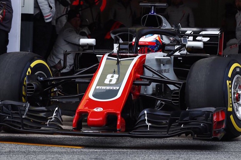 F1 Testing 18 Haas S Grosjean Sets Barcelona Test One Pace Target F1 Autosport